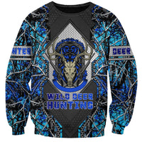 Wild Deer Hunting Sweatshirt Skull Blue Art - Wonder Print Shop