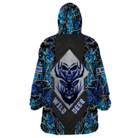 Wild Deer Hunting Wearable Blanket Hoodie Skull Blue Art - Wonder Print Shop