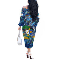 Anguilla Off The Shoulder Long Sleeve Dress - Wonder Print Shop
