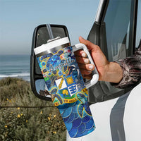 Anguilla Tumbler With Handle Sea Turtle Tropical Pattern - Wonder Print Shop