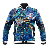 Aruba Baseball Jacket Sea Turtle Tropical Pattern