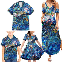 Aruba Family Matching Summer Maxi Dress and Hawaiian Shirt Sea Turtle Tropical Pattern - Wonder Print Shop