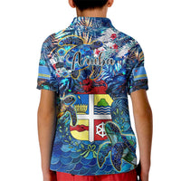 Aruba Kid Polo Shirt Sea Turtle Tropical Pattern - Wonder Print Shop