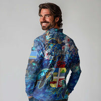 Aruba Long Sleeve Polo Shirt Sea Turtle Tropical Pattern - Wonder Print Shop