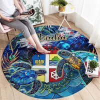Aruba Round Carpet Sea Turtle Tropical Pattern - Wonder Print Shop