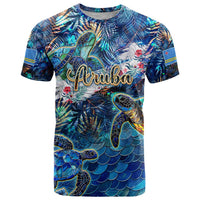 Aruba T Shirt Sea Turtle Tropical Pattern - Wonder Print Shop