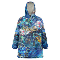 Aruba Wearable Blanket Hoodie Sea Turtle Tropical Pattern - Wonder Print Shop