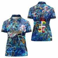 Aruba Women Polo Shirt Sea Turtle Tropical Pattern - Wonder Print Shop