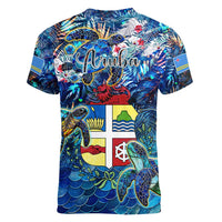 Aruba Women V-Neck T-Shirt Sea Turtle Tropical Pattern - Wonder Print Shop