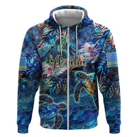 Aruba Zip Hoodie Sea Turtle Tropical Pattern - Wonder Print Shop