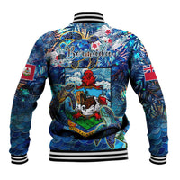 Bermuda Baseball Jacket Sea Turtle Tropical Pattern