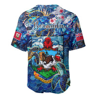 Bermuda Baseball Jersey Sea Turtle Tropical Pattern