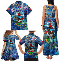 Bermuda Family Matching Tank Maxi Dress and Hawaiian Shirt Sea Turtle Tropical Pattern - Wonder Print Shop