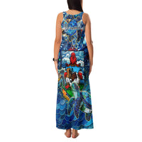 Bermuda Family Matching Tank Maxi Dress and Hawaiian Shirt Sea Turtle Tropical Pattern - Wonder Print Shop