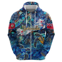 Bermuda Hoodie Sea Turtle Tropical Pattern - Wonder Print Shop