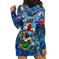 Bermuda Hoodie Dress Sea Turtle Tropical Pattern - Wonder Print Shop