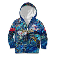 Bermuda Kid Hoodie Sea Turtle Tropical Pattern - Wonder Print Shop