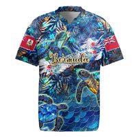 Bermuda Rugby Jersey Sea Turtle Tropical Pattern - Wonder Print Shop