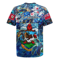 Bermuda Rugby Jersey Sea Turtle Tropical Pattern - Wonder Print Shop