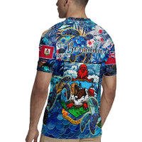 Bermuda Rugby Jersey Sea Turtle Tropical Pattern - Wonder Print Shop