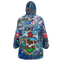 Bermuda Wearable Blanket Hoodie Sea Turtle Tropical Pattern - Wonder Print Shop