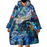 Bermuda Wearable Blanket Hoodie Sea Turtle Tropical Pattern - Wonder Print Shop