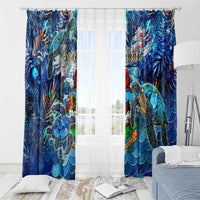 Bermuda Window Curtain Sea Turtle Tropical Pattern - Wonder Print Shop