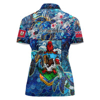 Bermuda Women Polo Shirt Sea Turtle Tropical Pattern - Wonder Print Shop