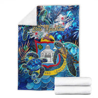 Sint Maarten Blanket Sea Turtle Tropical Pattern
