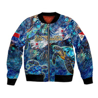 Sint Maarten Bomber Jacket Sea Turtle Tropical Pattern