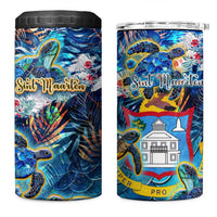 Sint Maarten 4 in 1 Can Cooler Tumbler Sea Turtle Tropical Pattern