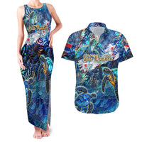 Sint Maarten Couples Matching Tank Maxi Dress and Hawaiian Shirt Sea Turtle Tropical Pattern