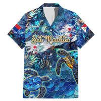 Sint Maarten Family Matching Mermaid Dress and Hawaiian Shirt Sea Turtle Tropical Pattern