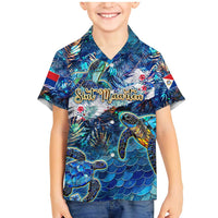 Sint Maarten Family Matching Mermaid Dress and Hawaiian Shirt Sea Turtle Tropical Pattern