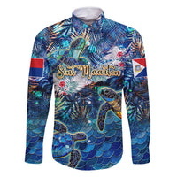 Sint Maarten Family Matching Off Shoulder Short Dress and Hawaiian Shirt Sea Turtle Tropical Pattern - Wonder Print Shop