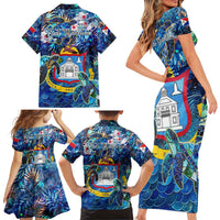 Sint Maarten Family Matching Short Sleeve Bodycon Dress and Hawaiian Shirt Sea Turtle Tropical Pattern - Wonder Print Shop