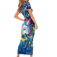 Sint Maarten Family Matching Short Sleeve Bodycon Dress and Hawaiian Shirt Sea Turtle Tropical Pattern - Wonder Print Shop