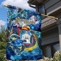 Sint Maarten Garden Flag Sea Turtle Tropical Pattern - Wonder Print Shop