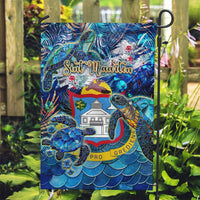 Sint Maarten Garden Flag Sea Turtle Tropical Pattern - Wonder Print Shop