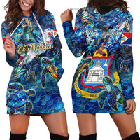Sint Maarten Hoodie Dress Sea Turtle Tropical Pattern - Wonder Print Shop