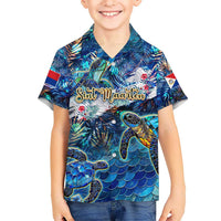 Sint Maarten Kid Hawaiian Shirt Sea Turtle Tropical Pattern - Wonder Print Shop