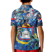 Sint Maarten Kid Polo Shirt Sea Turtle Tropical Pattern - Wonder Print Shop