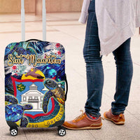Sint Maarten Luggage Cover Sea Turtle Tropical Pattern - Wonder Print Shop