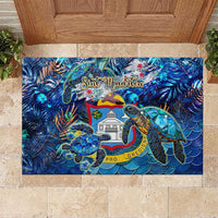 Sint Maarten Rubber Doormat Sea Turtle Tropical Pattern - Wonder Print Shop