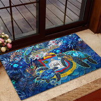 Sint Maarten Rubber Doormat Sea Turtle Tropical Pattern - Wonder Print Shop