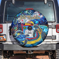 Sint Maarten Spare Tire Cover Sea Turtle Tropical Pattern - Wonder Print Shop