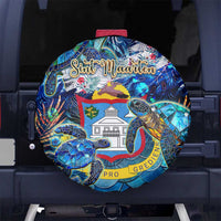 Sint Maarten Spare Tire Cover Sea Turtle Tropical Pattern - Wonder Print Shop