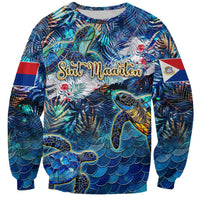 Sint Maarten Sweatshirt Sea Turtle Tropical Pattern - Wonder Print Shop