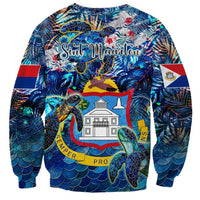 Sint Maarten Sweatshirt Sea Turtle Tropical Pattern - Wonder Print Shop