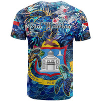 Sint Maarten T Shirt Sea Turtle Tropical Pattern - Wonder Print Shop
